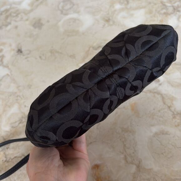 Coach Signature Monogram Black Cloth & Leather Wristlet - Picture 6 of 12